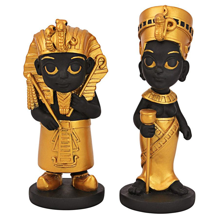 S/2 MINI EGYPTIAN KING/QUEEN STATUES