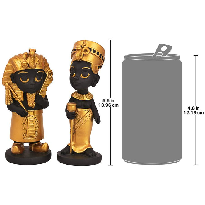 S/2 MINI EGYPTIAN KING/QUEEN STATUES