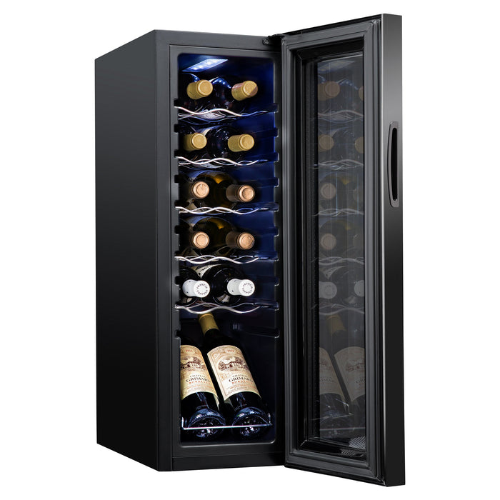 Wine Fridge, Compressor Freestanding Wine Refrigerator, 12 Bottle Wine Cooler with Lock