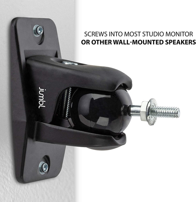 ProGrip Wall-Mounted Speaker Bracket, Each Speaker Holder Supports 10 Lbs with 360° Rotation (White and Black)
