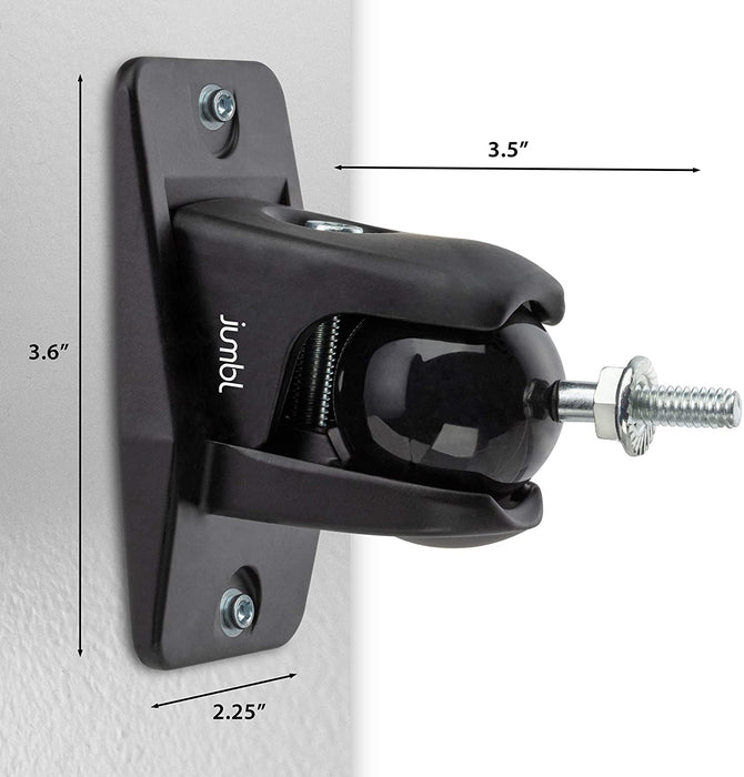 ProGrip Wall-Mounted Speaker Bracket, Each Speaker Holder Supports 10 Lbs with 360° Rotation (White and Black)