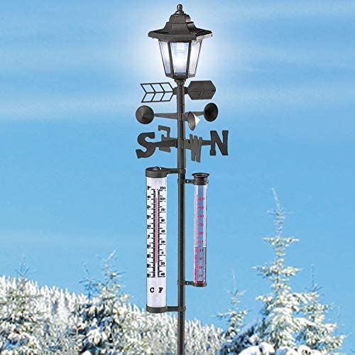 Outdoor Solar Garden Stake Lamp Post Weather Station