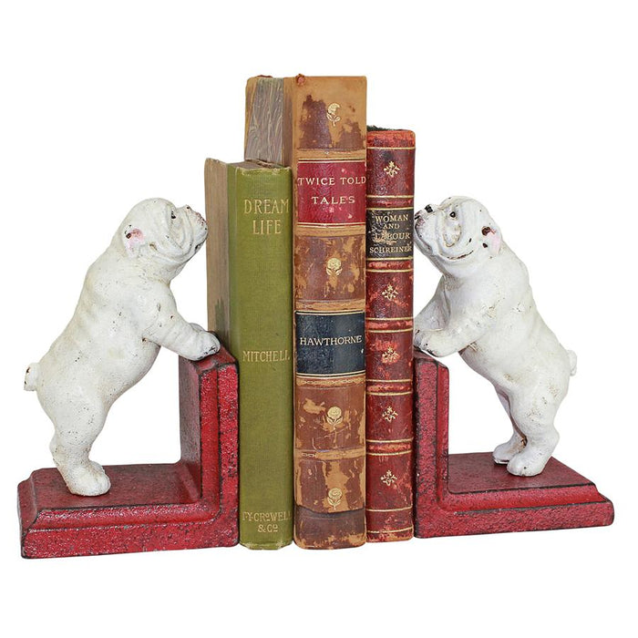 OVER THE FENCE BULLDOG BOOKEND SET