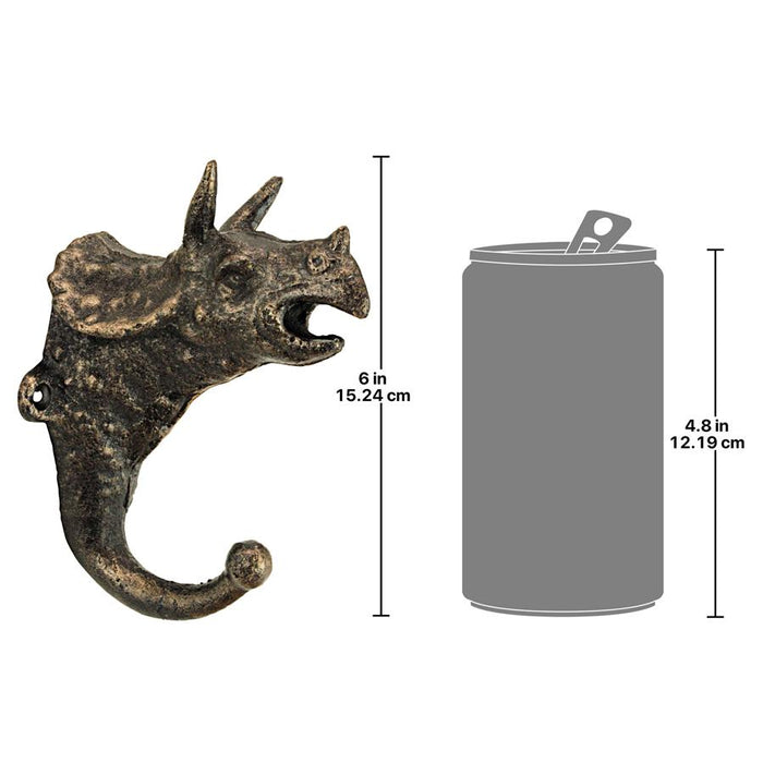 TRICERATOPS CAST IRON WALL HOOK