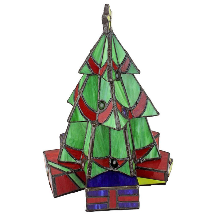 SMALL XMAS TREE STAINED GLASS LAMP