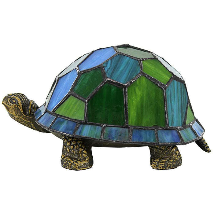 BLUE STAINED GLASS TURTLE LAMP