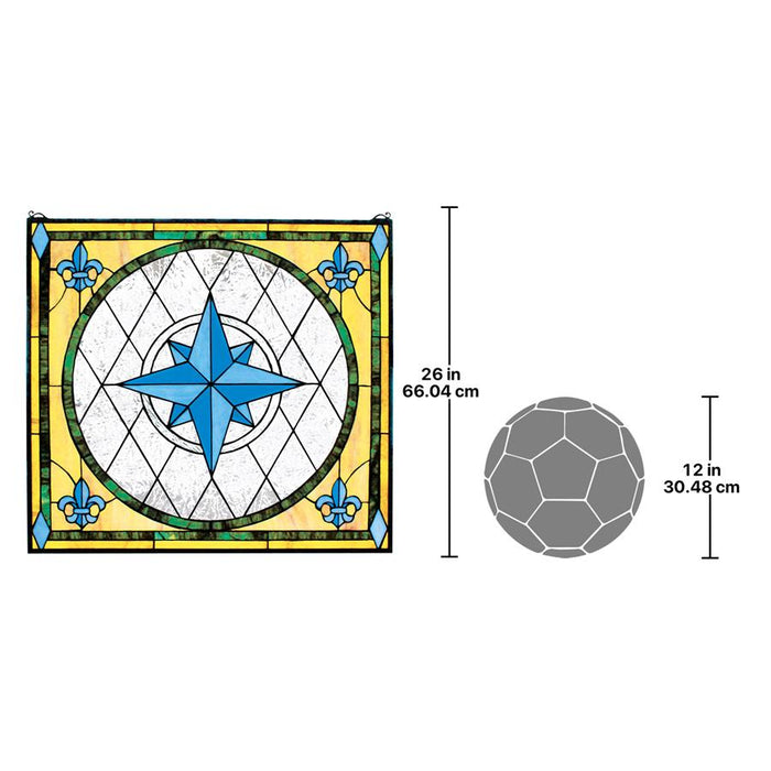 COMPASS ROSE STAINED GLASS WINDOW