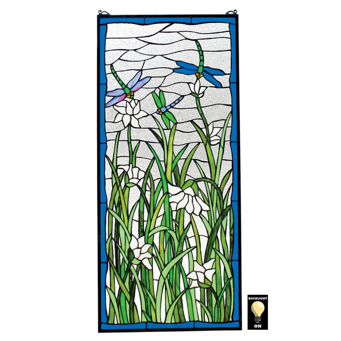 DRAGONFLIES DANCE STAINED GLASS WINDOW